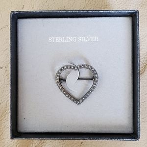 Sterling Silver Heart 1 Inch Brooch pin